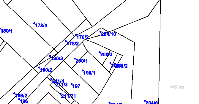 Parcela st. 200/3 v KÚ Hudcov, Katastrální mapa