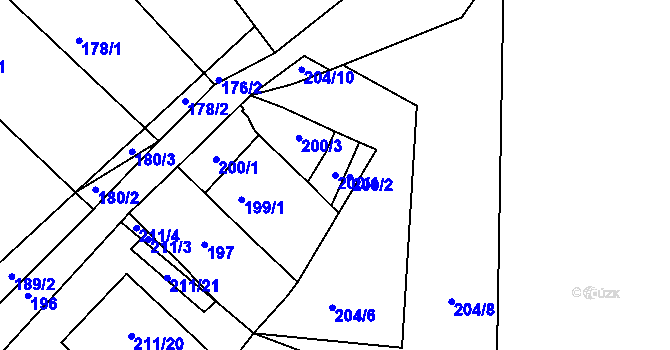 Parcela st. 200/4 v KÚ Hudcov, Katastrální mapa