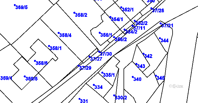 Parcela st. 37/30 v KÚ Hudcov, Katastrální mapa