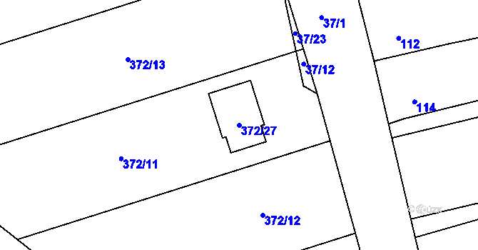 Parcela st. 372/27 v KÚ Hudcov, Katastrální mapa
