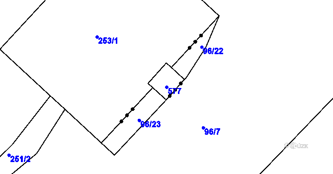 Parcela st. 577 v KÚ Hudcov, Katastrální mapa