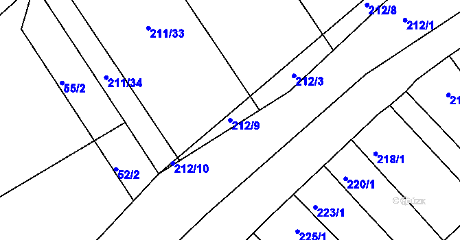 Parcela st. 212/9 v KÚ Hudcov, Katastrální mapa
