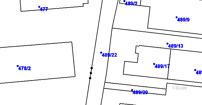 Parcela st. 489/22 v KÚ Hudcov, Katastrální mapa