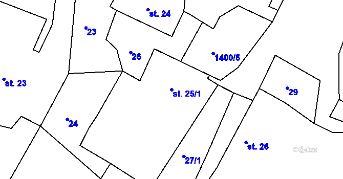 Parcela st. 25/1 v KÚ Hudčice, Katastrální mapa