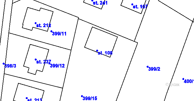 Parcela st. 108 v KÚ Hudčice, Katastrální mapa