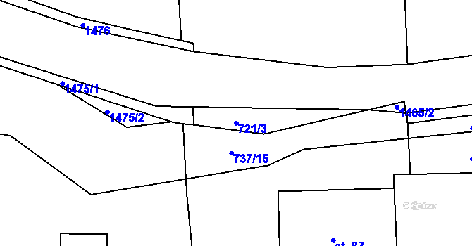 Parcela st. 721/3 v KÚ Hudčice, Katastrální mapa