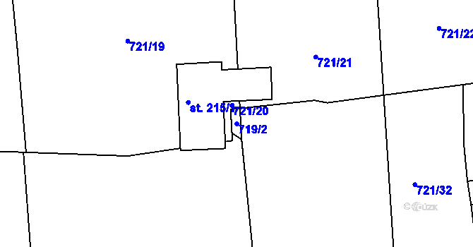 Parcela st. 719/2 v KÚ Hudčice, Katastrální mapa