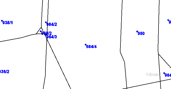 Parcela st. 984/4 v KÚ Hudčice, Katastrální mapa