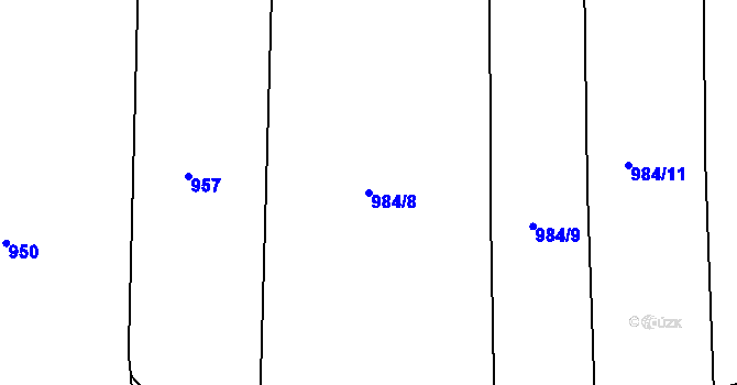 Parcela st. 984/8 v KÚ Hudčice, Katastrální mapa