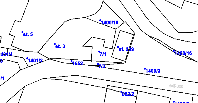 Parcela st. 7/1 v KÚ Hudčice, Katastrální mapa