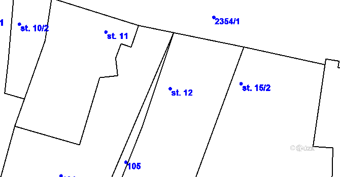 Parcela st. 12 v KÚ Hudlice, Katastrální mapa