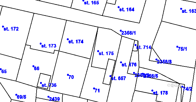 Parcela st. 175 v KÚ Hudlice, Katastrální mapa