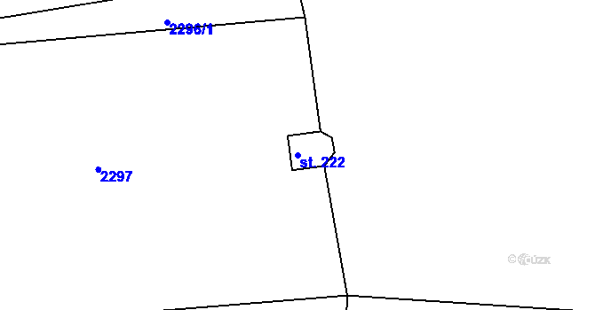 Parcela st. 222 v KÚ Hudlice, Katastrální mapa