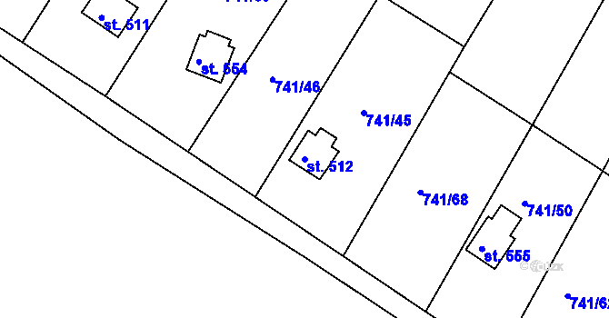 Parcela st. 512 v KÚ Hudlice, Katastrální mapa