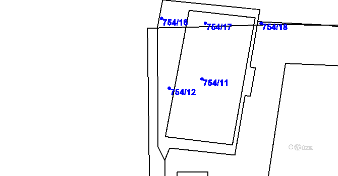 Parcela st. 754/12 v KÚ Hudlice, Katastrální mapa