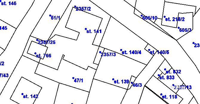 Parcela st. 2357/3 v KÚ Hudlice, Katastrální mapa