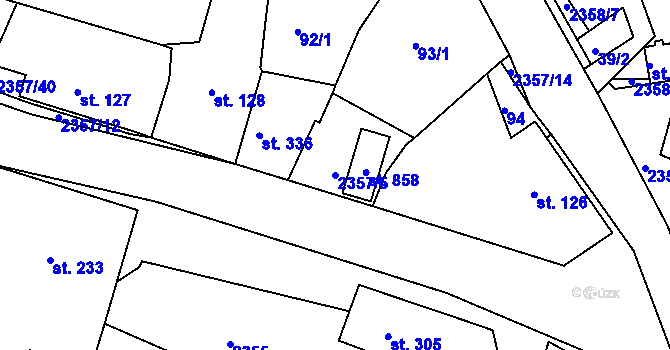 Parcela st. 2357/5 v KÚ Hudlice, Katastrální mapa