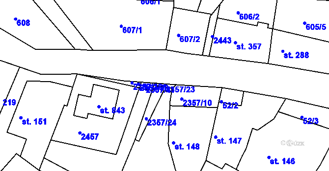 Parcela st. 2357/23 v KÚ Hudlice, Katastrální mapa