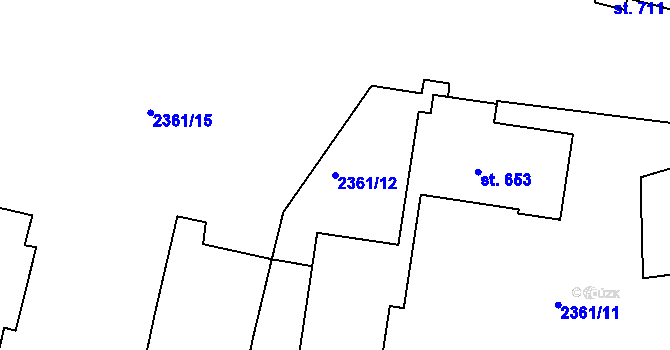 Parcela st. 2361/12 v KÚ Hudlice, Katastrální mapa