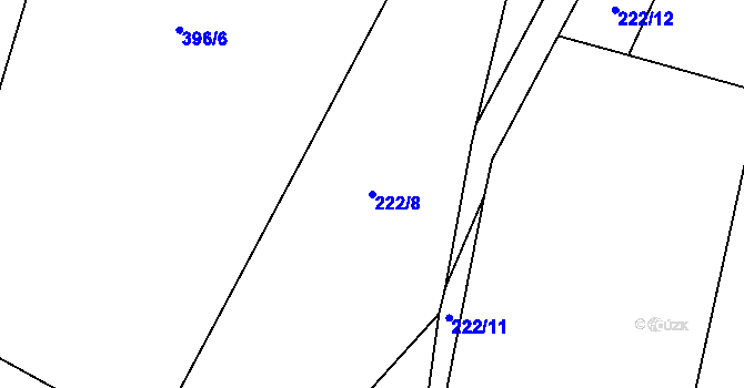 Parcela st. 222/8 v KÚ Hudlice, Katastrální mapa