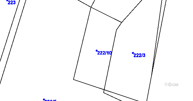 Parcela st. 222/10 v KÚ Hudlice, Katastrální mapa