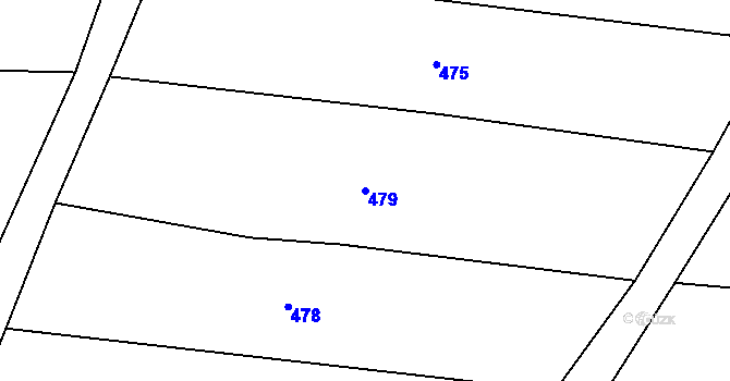 Parcela st. 479 v KÚ Hudlice, Katastrální mapa