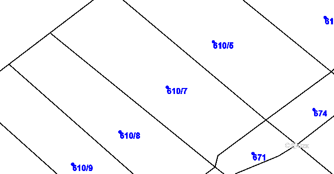 Parcela st. 610/7 v KÚ Hudlice, Katastrální mapa