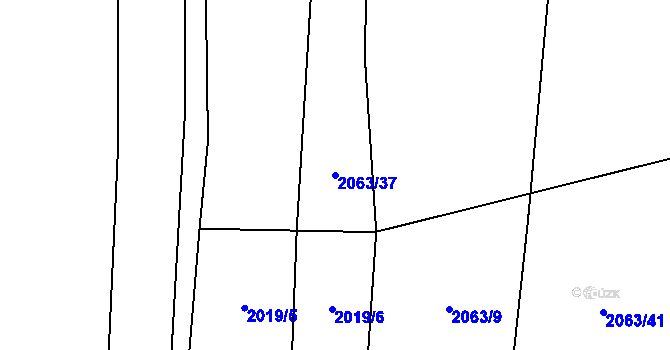 Parcela st. 2063/37 v KÚ Hudlice, Katastrální mapa