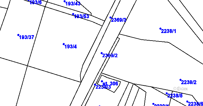 Parcela st. 2369/2 v KÚ Hudlice, Katastrální mapa