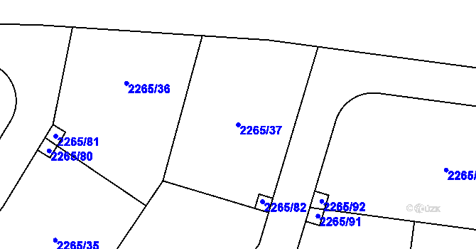 Parcela st. 2265/37 v KÚ Hudlice, Katastrální mapa