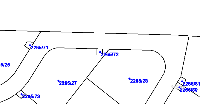 Parcela st. 2265/72 v KÚ Hudlice, Katastrální mapa