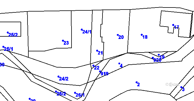 Parcela st. 21 v KÚ Hukovice, Katastrální mapa