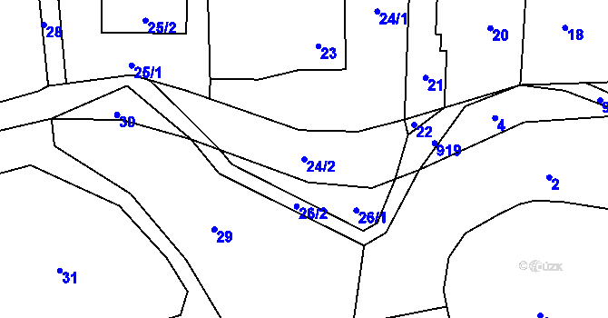 Parcela st. 24/2 v KÚ Hukovice, Katastrální mapa