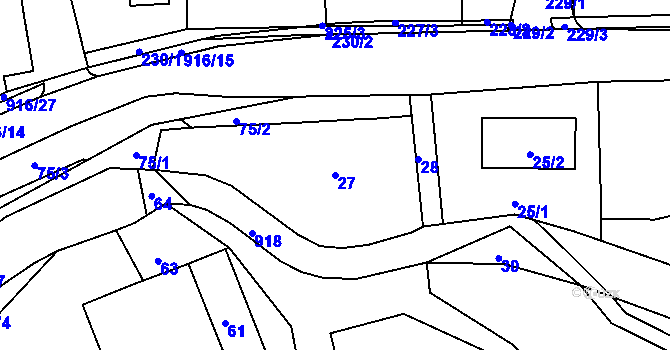Parcela st. 27 v KÚ Hukovice, Katastrální mapa