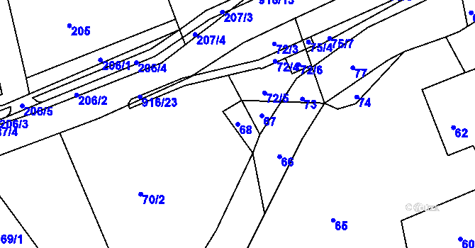 Parcela st. 68 v KÚ Hukovice, Katastrální mapa