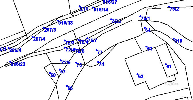 Parcela st. 77 v KÚ Hukovice, Katastrální mapa
