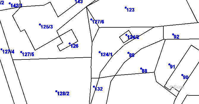 Parcela st. 124/1 v KÚ Hukovice, Katastrální mapa