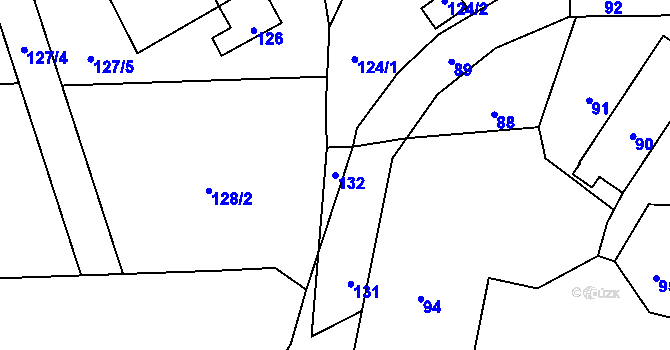 Parcela st. 132 v KÚ Hukovice, Katastrální mapa