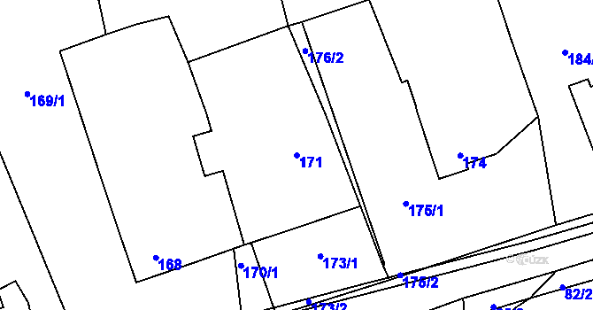 Parcela st. 171 v KÚ Hukovice, Katastrální mapa