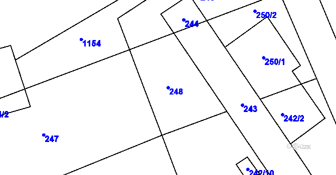 Parcela st. 248 v KÚ Hukovice, Katastrální mapa