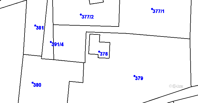 Parcela st. 378 v KÚ Hukovice, Katastrální mapa