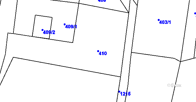 Parcela st. 410 v KÚ Hukovice, Katastrální mapa