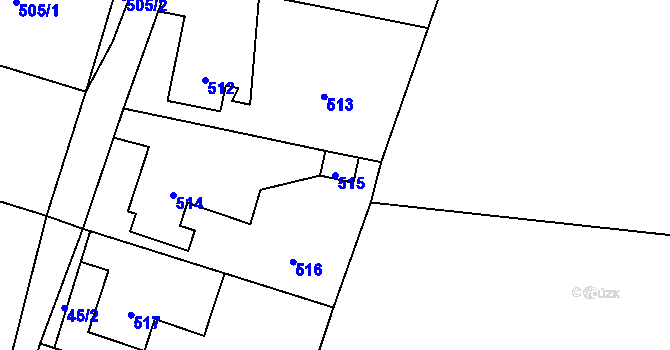 Parcela st. 515 v KÚ Hukovice, Katastrální mapa
