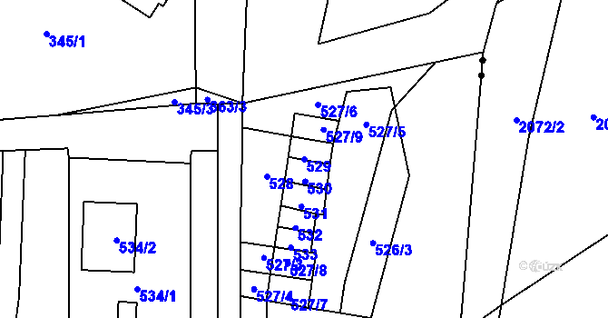 Parcela st. 529 v KÚ Hukovice, Katastrální mapa