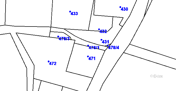 Parcela st. 478/1 v KÚ Hukovice, Katastrální mapa