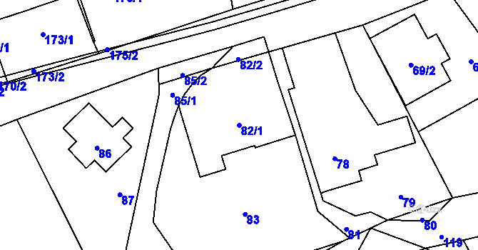 Parcela st. 82/1 v KÚ Hukovice, Katastrální mapa