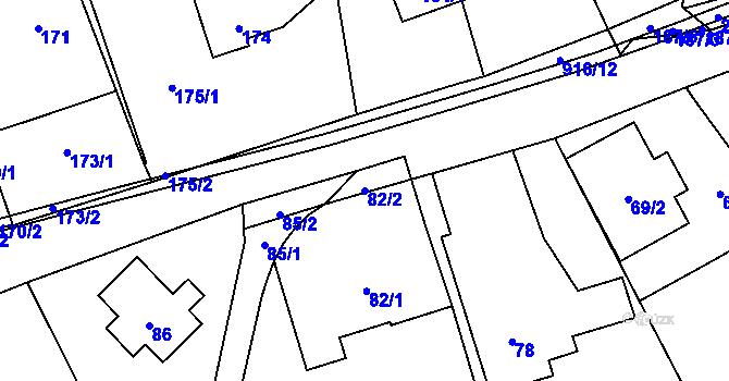 Parcela st. 82/2 v KÚ Hukovice, Katastrální mapa