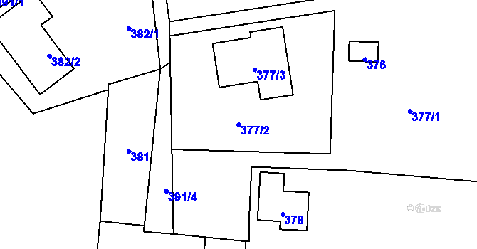 Parcela st. 377/2 v KÚ Hukovice, Katastrální mapa