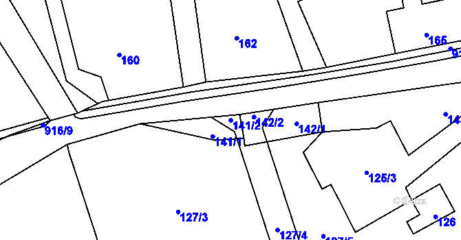 Parcela st. 141/2 v KÚ Hukovice, Katastrální mapa