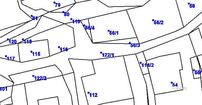 Parcela st. 122/1 v KÚ Hukovice, Katastrální mapa